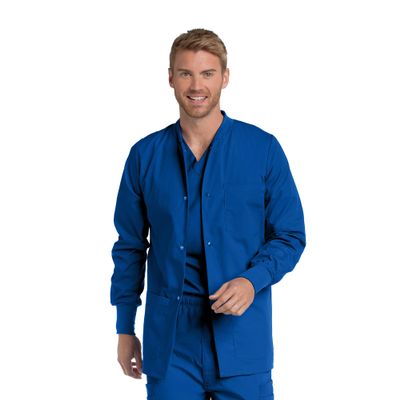 Landau Essentials Relaxed Fit 5-Pocket Snap-Front Scrub Jacket for Men 7551 Galaxy