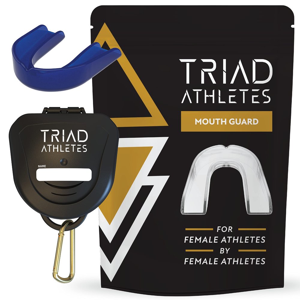 Triad Athletes Sports Mouth Guard for Female Athletes, 1 Pack (Royal Navy) Custom Fit, Protection for Youth, with Ventilated Case