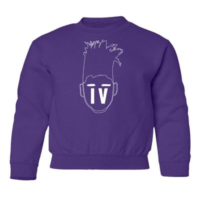 Lonnie IV Los Angeles Basketball Player Hairstyle Youth Crewneck Sweatshirt (Purple, Youth Large)