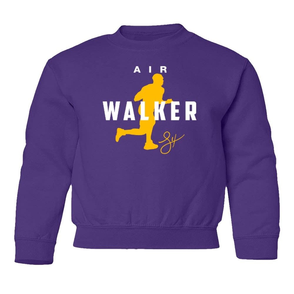 Air Walker Los Angeles Basketball Player Sports Fans Youth Crewneck Sweatshirt (Purple, Youth Medium)