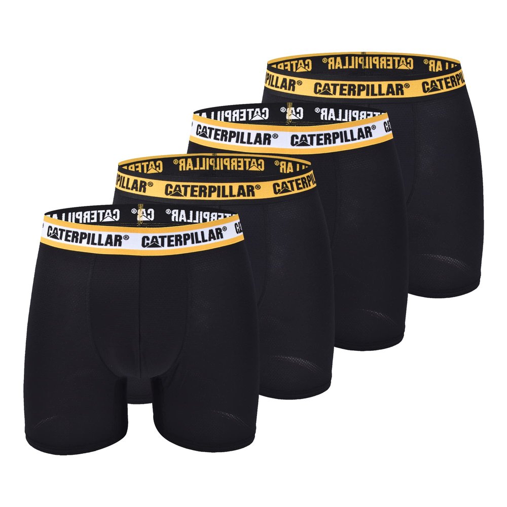 Cat Men's 4-Pack Moisture Wicking Mesh Comfortable Boxer Briefs, Black Multi, Small