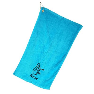 101 BEACH Personalized Cotton Bowling Towel with Embroidered Name with Clip (Turquoise - Embroidered Name)