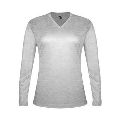 Badger Sports Tri-Blend Ladies' V-Neck L/S T - S - OX
