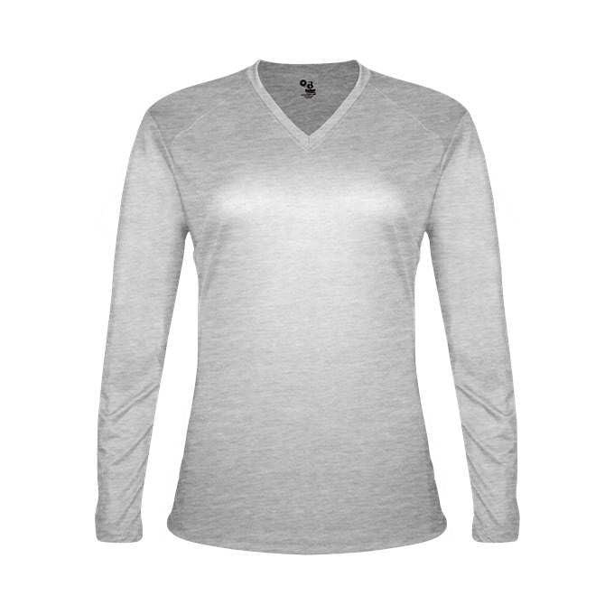 Badger Sports Tri-Blend Ladies' V-Neck L/S T - S - OX