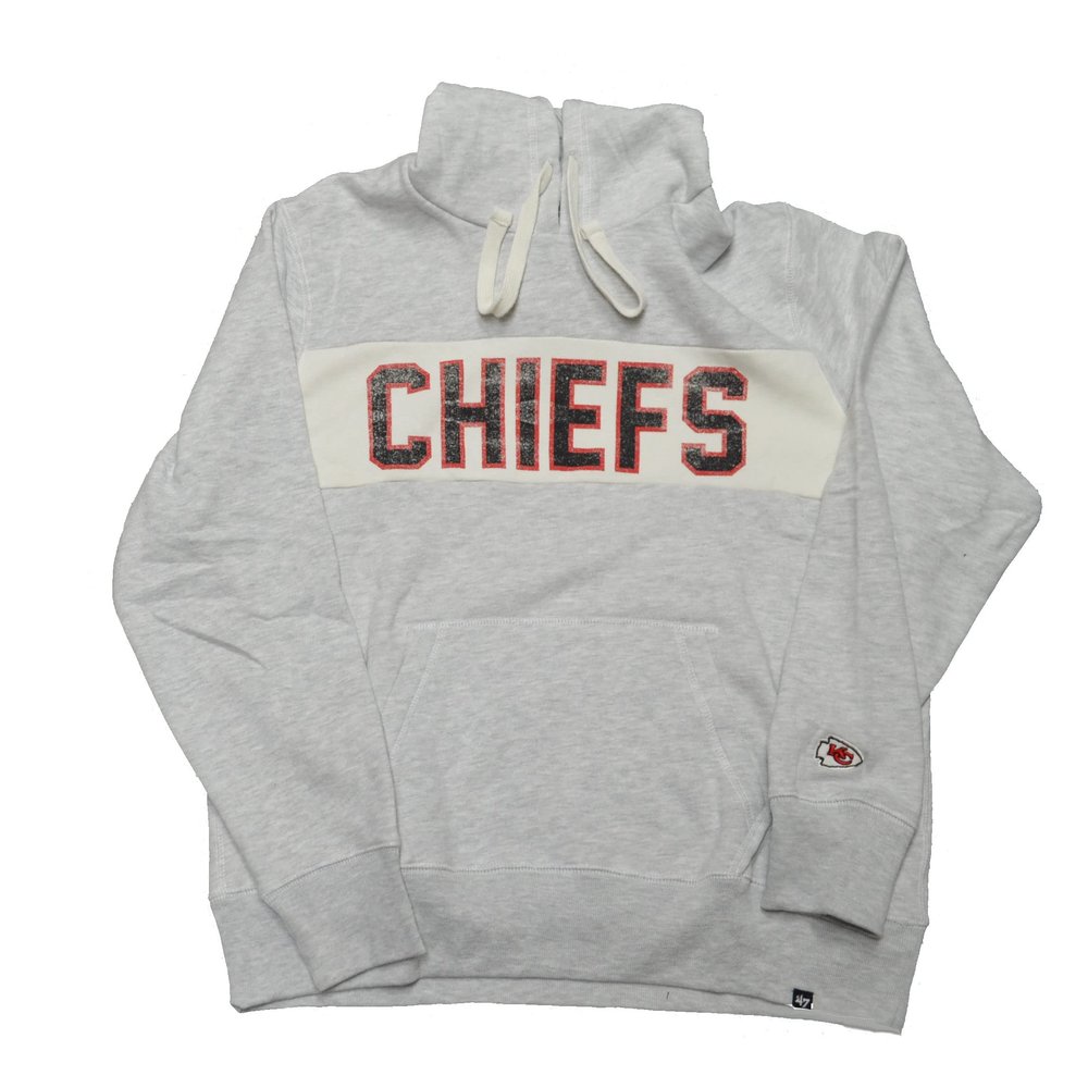 47 Kansas City Chiefs Grey Gibson Pullover Hoodie - NFL Long Sleeve Fashion Pullover Hood (Large)