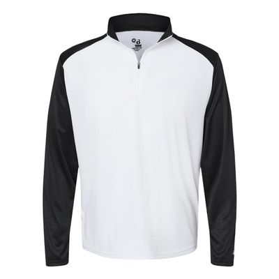 Badger Sports Breakout 1/4 Zip - 2XL - WH/BK