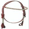 Buffalo Leather Browband Headstall with Turquoise and Natural Rawhide - Chestnut, Horse Size view 1