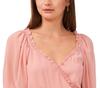 1.STATE Womens Surplice Ruffled Pullover Top Pink L view 3