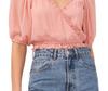 1.STATE Womens Surplice Ruffled Pullover Top Pink L view 4