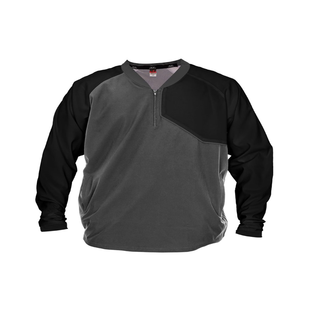 Alleson Athletic Adult Field Batters Jacket (Style 3JLS21A), Charcoal Solid/Black, 3XL