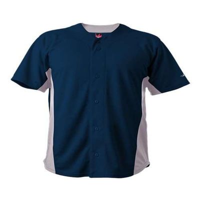 Alleson Athletic Mens Standard Crush Full Button Baseball Jersey, Navy/Grey, Small