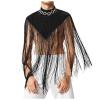 WENKOMG1 Fringe Hem Shirt for Men,Turtleneck Sexy Tank Top Tassel Shawl Sleeveless Cropped Top Party Club Pullover,Cowboy Shirts for Men Y2K Shirt Men Tank Top Dress Shirt(Black,XX-Large) view 1