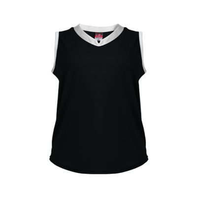 Alleson Athletic Girls' Slide Fastpitch V-Neck Sleeveless Jersey, Black/White, Large