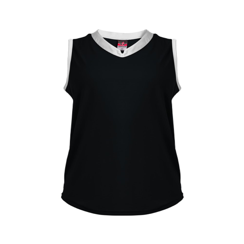 Alleson Athletic Girls' Slide Fastpitch V-Neck Sleeveless Jersey, Black/White, Large