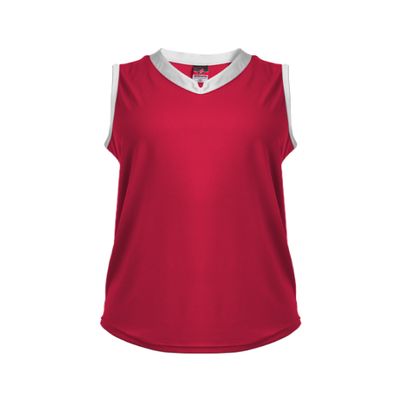 Alleson Athletic Girls' Slide Fastpitch V-Neck Sleeveless Jersey, Red/White, X-Small