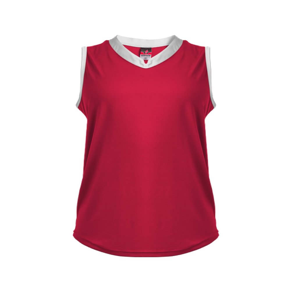 Alleson Athletic Girls' Slide Fastpitch V-Neck Sleeveless Jersey, Red/White, X-Small