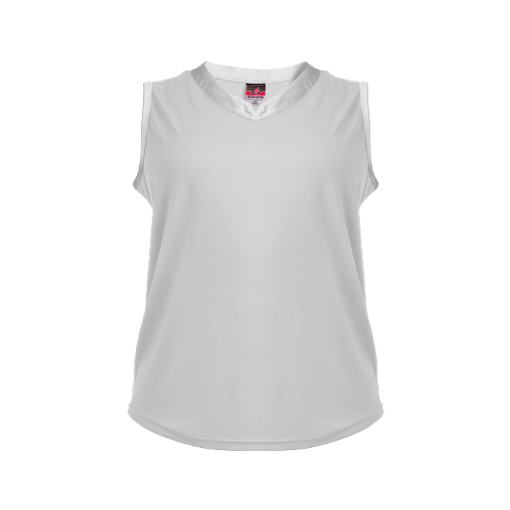 Alleson Ahtletic Badger Sports 522XVW - Slide Vneck Sleeveles - S - WH/WH White/White