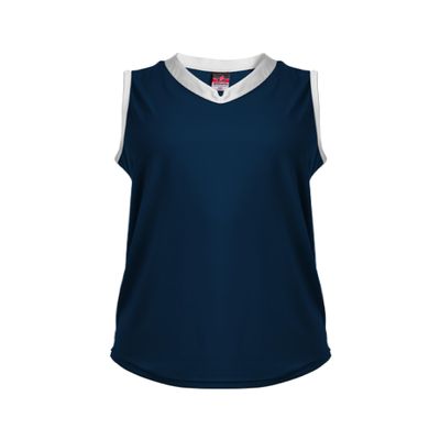 Alleson Athletic Girls' Slide Fastpitch V-Neck Sleeveless Jersey, Navy/White, X-Small