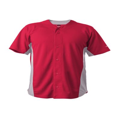 Alleson Athletic Mens Standard Crush Full Button Baseball Jersey, Red/Grey, Medium