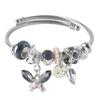 DS Charm Bracelets for girls,exquisite cute cartoon friendship bracelets Stainless Steel Bangle with birthday Gift box, Adjustable girls jewelry Suitable for holiday gifts (Silver-gray butterfly) view 1