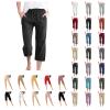Uillui Capris for Women Casual Summer Cotton Linen Pants Elastic Waist Wide Leg Pants Straight Cropped Trousers Daily Slacks view 1
