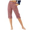 Uillui Capris for Women Casual Summer Cotton Linen Pants Elastic Waist Wide Leg Pants Straight Cropped Trousers Daily Slacks view 1