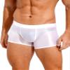 Alvivi Mens Glossy Boxer Swim Trunks Board Shorts Bikini Briefs Underwear Low Rise Swimwear White X-Large view 2