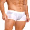Alvivi Mens Glossy Boxer Swim Trunks Board Shorts Bikini Briefs Underwear Low Rise Swimwear White X-Large view 3