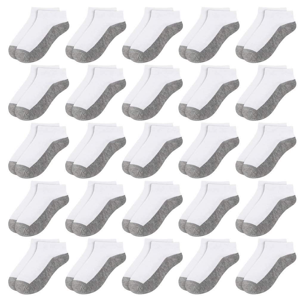 BOOPH 25 Pack Kids Low Cut Ankle Socks Boy Girl Athletic Socks 12-16 Years Multi5