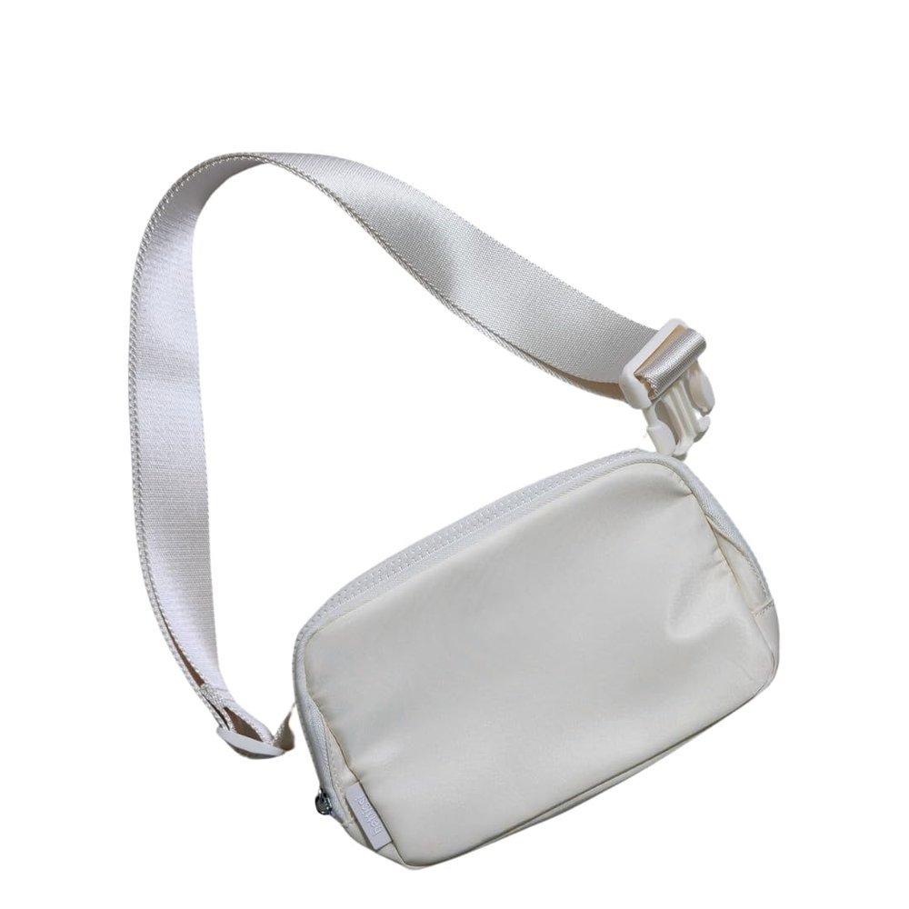 Bettissi Mini Belt Bag Fanny Pack for Women, Men, Junior, Teens, Unisex Fashion Waist Crossbody Sling Bags, Travel Biking, Everywhere with Adjustable Strap, Lightweight Nylon Waterproof (Ivory)