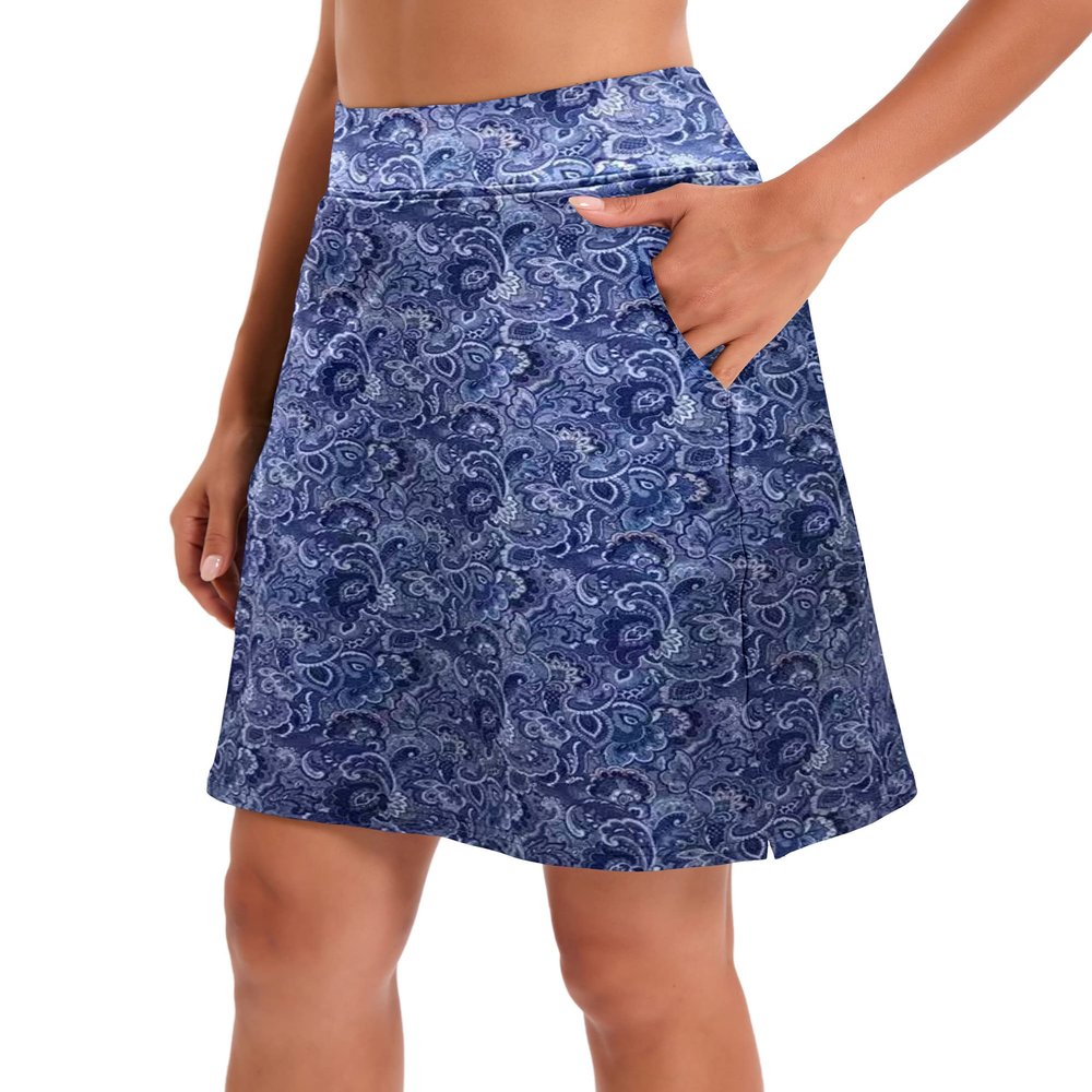 Jhsnjnr Women's Tennis Skirt Casual Knee Length Golf Skirts with Pockets Workout Athletic Skort