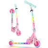 BELEEV Scooters for Kids Ages 3-12 with Light-Up Wheels & Stem & Deck, 2 Wheel Folding Scooter for Girls Boys, 3 Adjustable Height, Non-Slip Pattern Deck, Lightweight Kick Scooter for Children (Pink) view 1