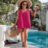Blooming Jelly Womens Casual Sun Summer Dresses Sexy Swimsuit Cover Up V Neck Sleeveless Dress (Large, Hot Pink) view 4