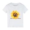 Boys and Girls Tops Short Sleeved T Shirts Sunflower Cartoon Print Live in The Sunshine 1 Year Old (White, 4-6 Years) view 1