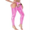 Agoky Womens Metallic Latex Patent Leather Crotchless Leggings Trousers Night Club Bodycon Pants Pink 4X-Large view 1