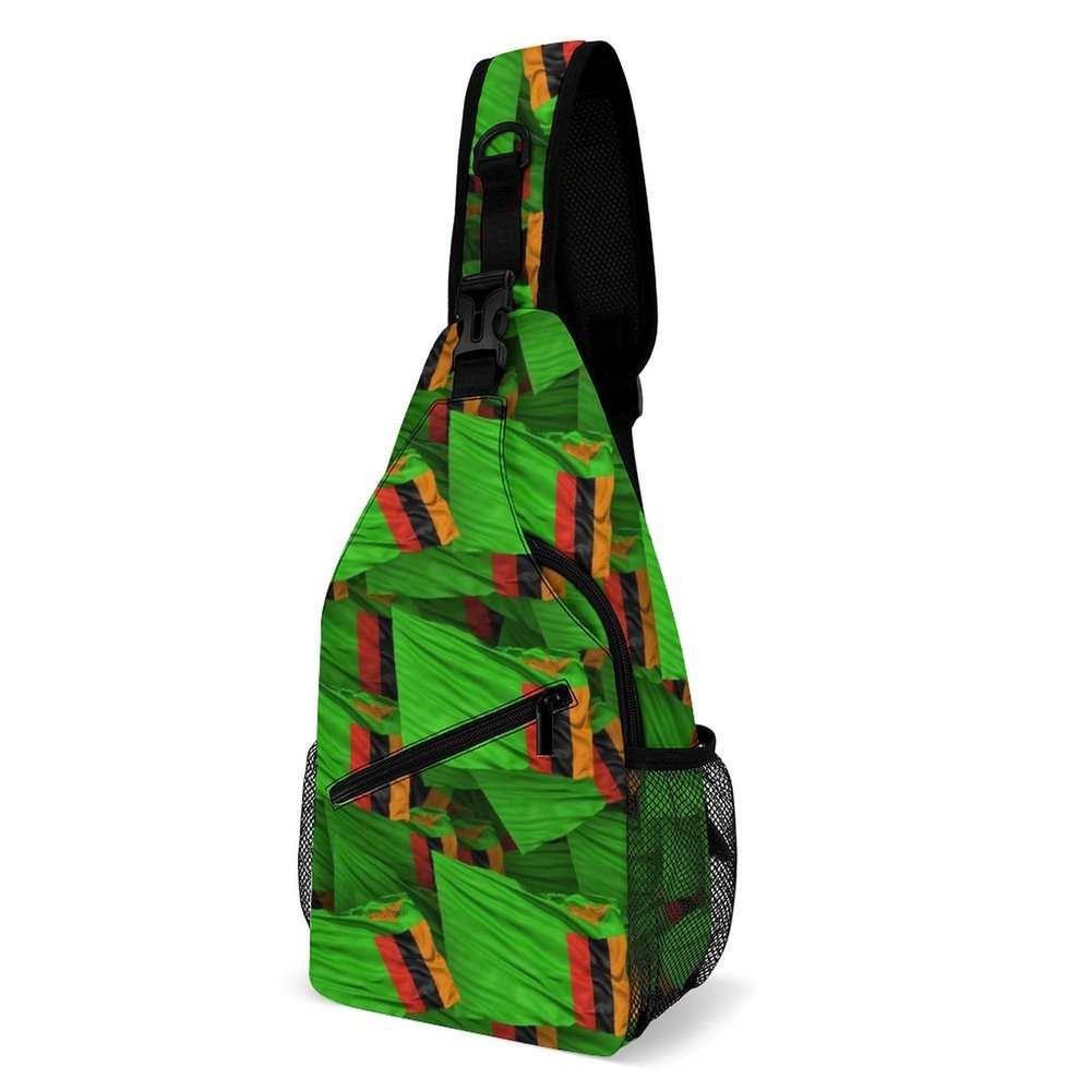Linkasi Zambia Flag Sling Bag Chest Backpack Messenger Bag for Travel Hiking