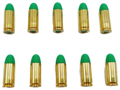 32 ACP AUTO Snap caps - Dummy Training Rounds - Set of 10 (Green & Brass)