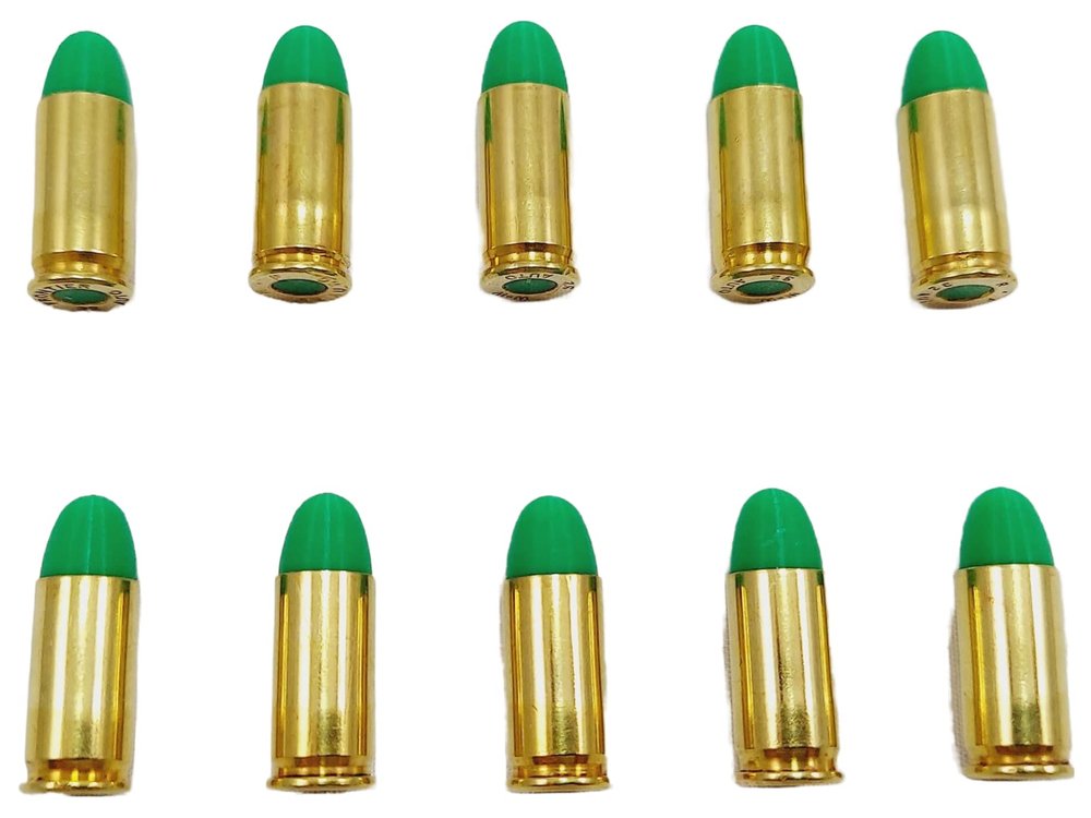 32 ACP AUTO Snap caps - Dummy Training Rounds - Set of 10 (Green & Brass)