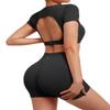 SUUKSESS 2 Piece Workout Sets for Women Open Back Gym Sets Woman Gym Shorts Pilates Crop Tops view 1
