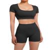 SUUKSESS 2 Piece Workout Sets for Women Open Back Gym Sets Woman Gym Shorts Pilates Crop Tops view 2