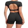 SUUKSESS 2 Piece Workout Sets for Women Open Back Gym Sets Woman Gym Shorts Pilates Crop Tops view 3