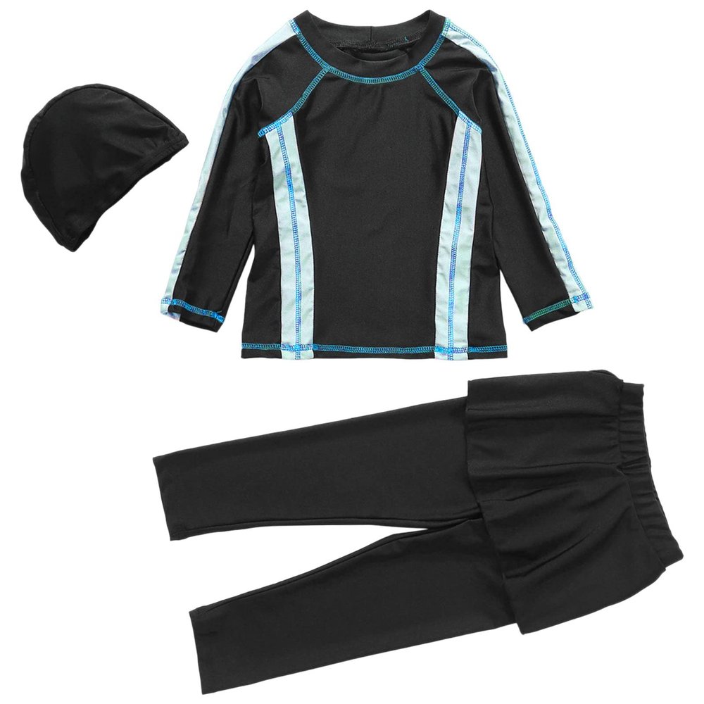 Girls Swimwear Conservative Swimwear Kids Muslim Full Cover Girls Moderate Summer Swimwear Beachwear (Black, 2-3Years)