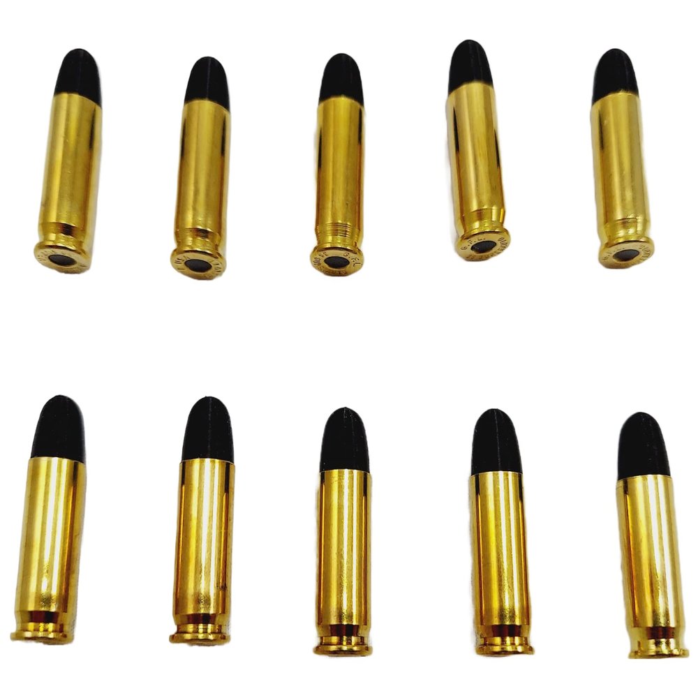 38 Super Snap caps - Dummy Training Rounds - Set of 10 (Black & Brass)