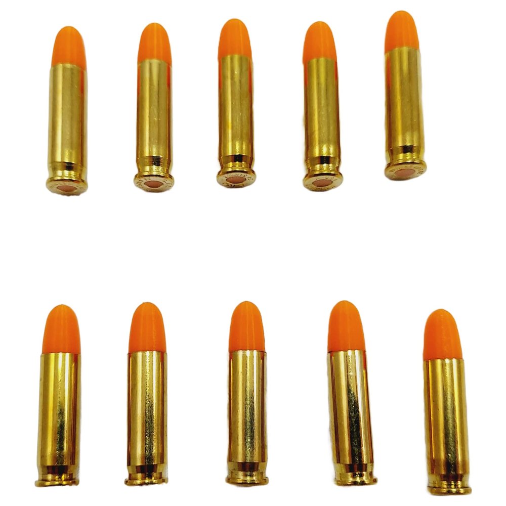 38 Super Snap caps - Dummy Training Rounds - Set of 10 (Orange & Brass)