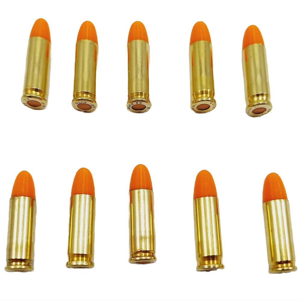 32 ACP AUTO Snap caps - Dummy Training Rounds - Set of 10 (Orange & Brass)