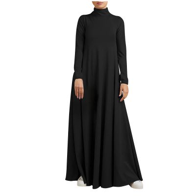 Vifucz Black Women's Muslim Dress Abaya Maxi Dresses Cotton Blend Soft Modest Elegant Long Dress Solid Color Sleeves Basic Dress 5XL