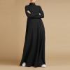 Vifucz Black Women's Muslim Dress Abaya Maxi Dresses Cotton Blend Soft Modest Elegant Long Dress Solid Color Sleeves Basic Dress 5XL view 2
