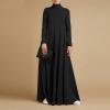 Vifucz Black Women's Muslim Dress Abaya Maxi Dresses Cotton Blend Soft Modest Elegant Long Dress Solid Color Sleeves Basic Dress 5XL view 3