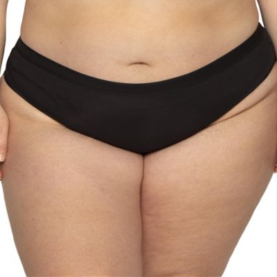Curvy Couture Women's Plus Size Silky Smooth High Cut Brief Black Hue M