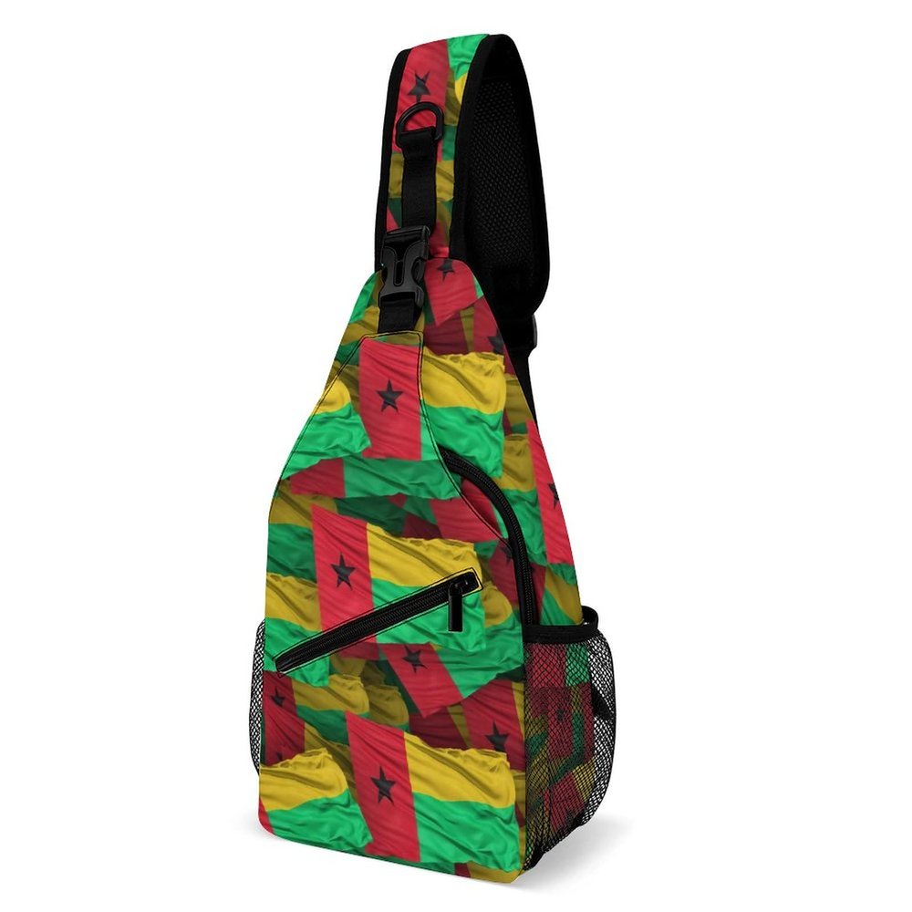 Linkasi Guinea-Bissau Flag Sling Bag Chest Backpack Messenger Bag for Travel Hiking